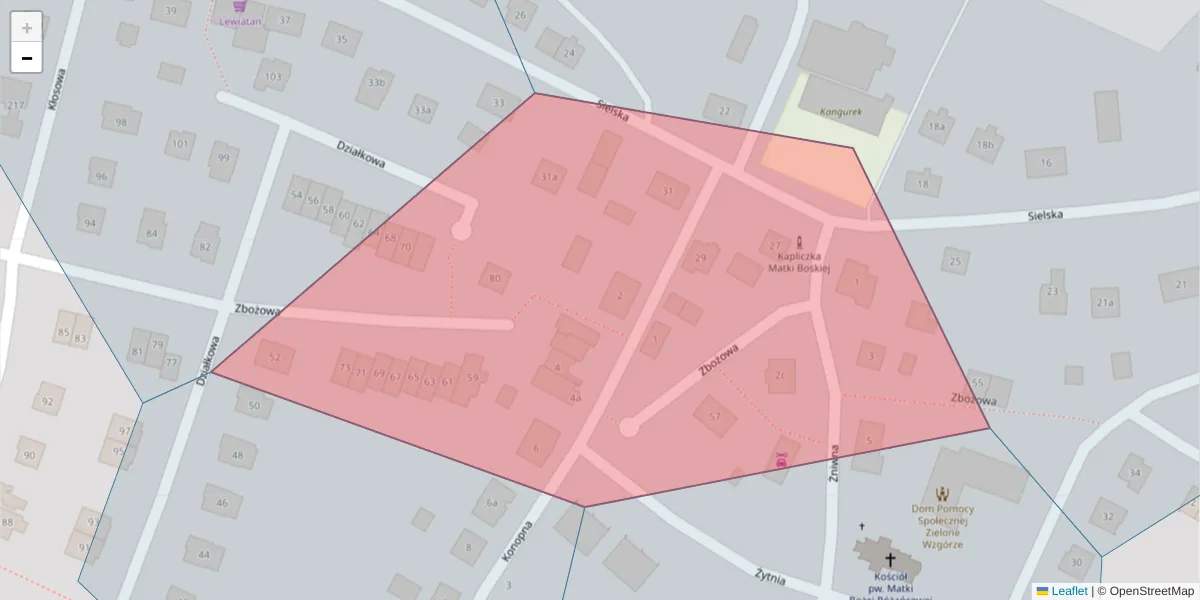 Szczegółowa mapa kodu pocztowego 10-809 z granicami, sąsiednimi kodami pocztowymi i urzędami pocztowymi