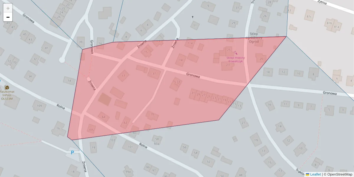 Szczegółowa mapa kodu pocztowego 10-824 z granicami, sąsiednimi kodami pocztowymi i urzędami pocztowymi