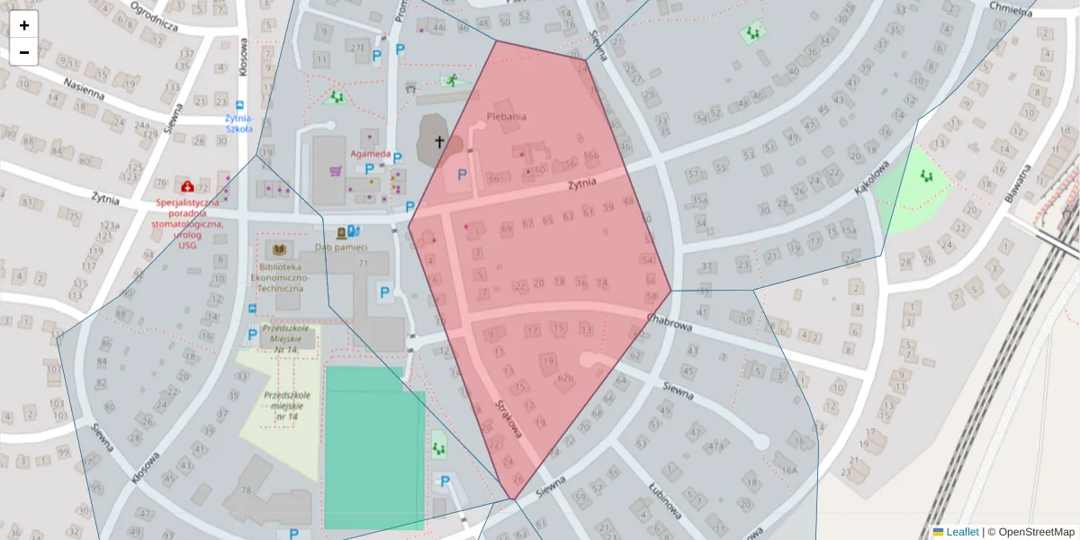 Szczegółowa mapa kodu pocztowego 10-846 z granicami, sąsiednimi kodami pocztowymi i urzędami pocztowymi