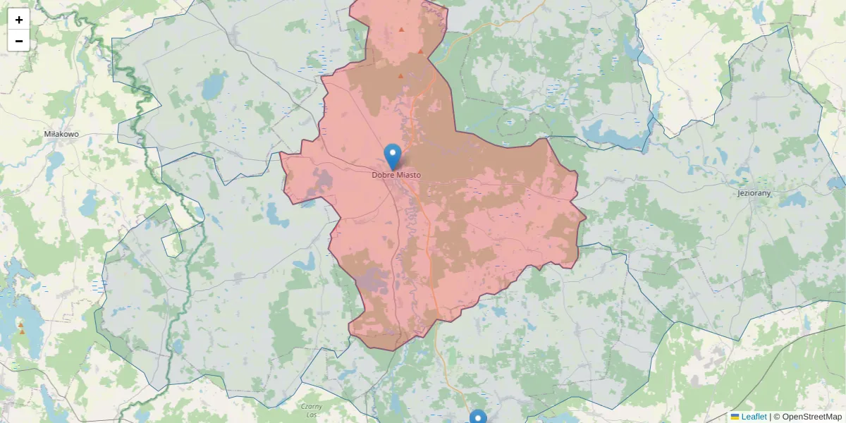 Szczegółowa mapa kodu pocztowego 11-040 z granicami, sąsiednimi kodami pocztowymi i urzędami pocztowymi
