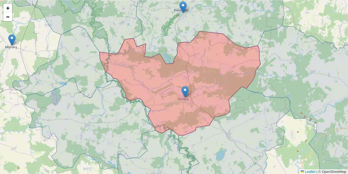 Szczegółowa mapa kodu pocztowego 11-130 z granicami, sąsiednimi kodami pocztowymi i urzędami pocztowymi