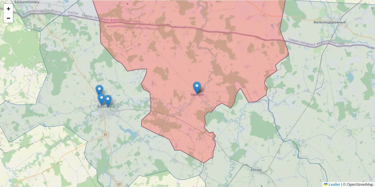 Szczegółowa mapa kodu pocztowego 11-210 z granicami, sąsiednimi kodami pocztowymi i urzędami pocztowymi