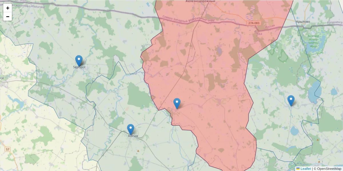 Szczegółowa mapa kodu pocztowego 11-410 z granicami, sąsiednimi kodami pocztowymi i urzędami pocztowymi