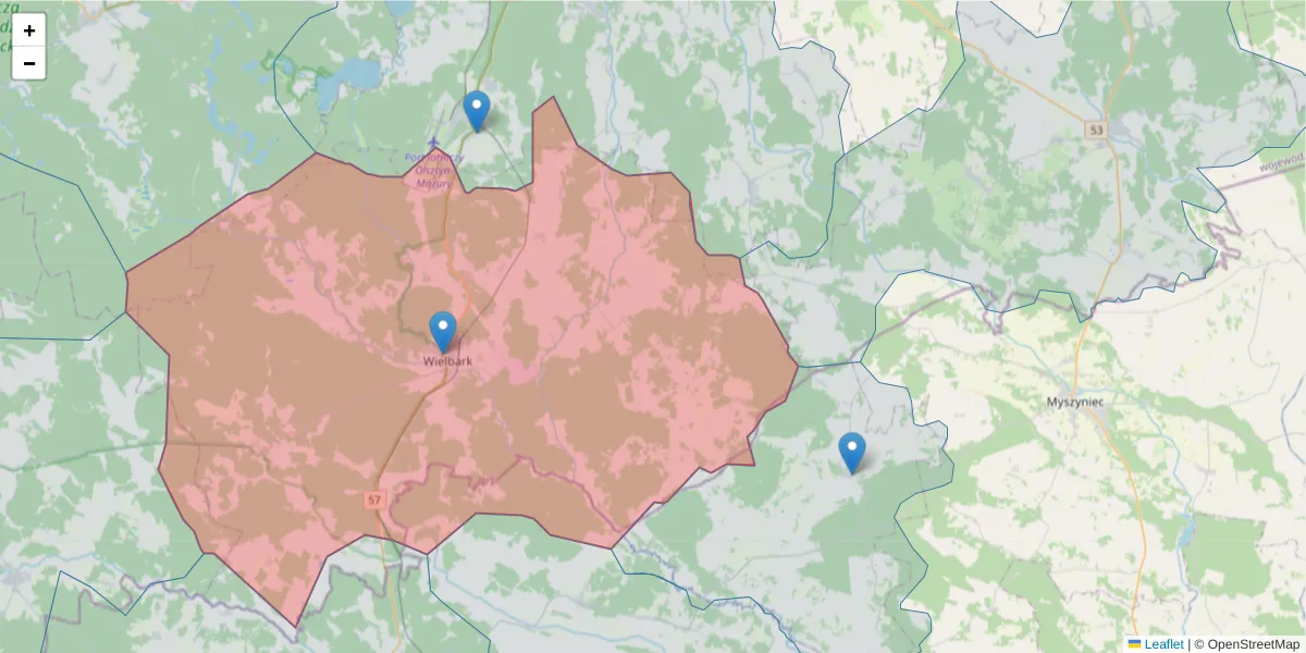 Szczegółowa mapa kodu pocztowego 12-160 z granicami, sąsiednimi kodami pocztowymi i urzędami pocztowymi