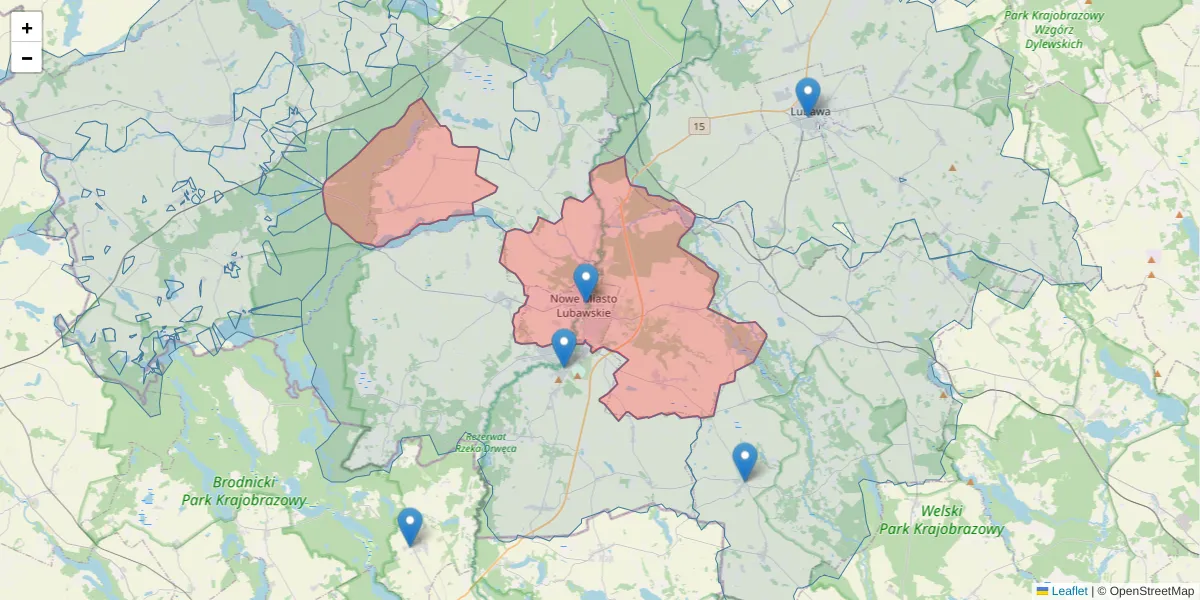 Szczegółowa mapa kodu pocztowego 13-300 z granicami, sąsiednimi kodami pocztowymi i urzędami pocztowymi