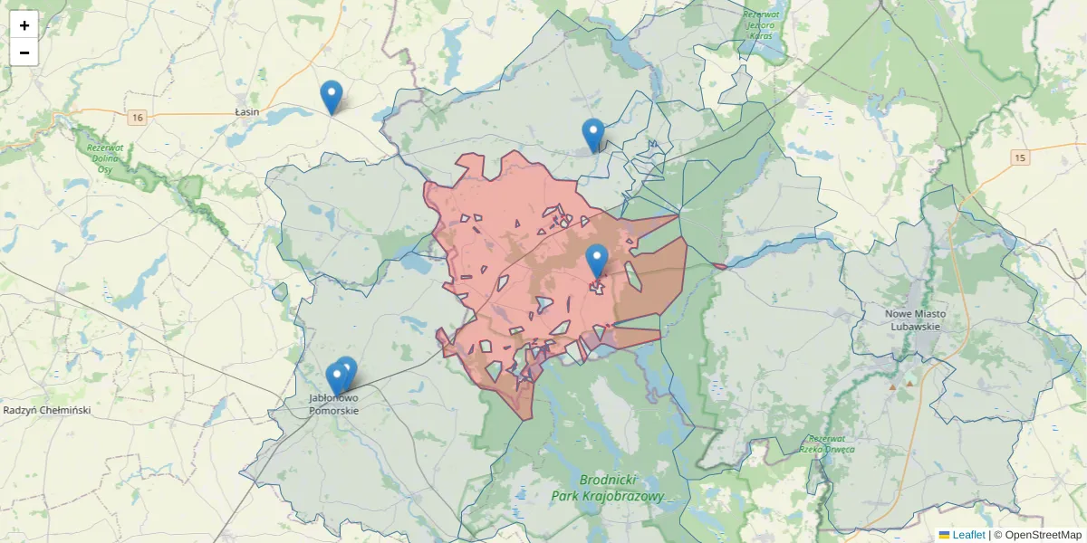 Szczegółowa mapa kodu pocztowego 13-334 z granicami, sąsiednimi kodami pocztowymi i urzędami pocztowymi