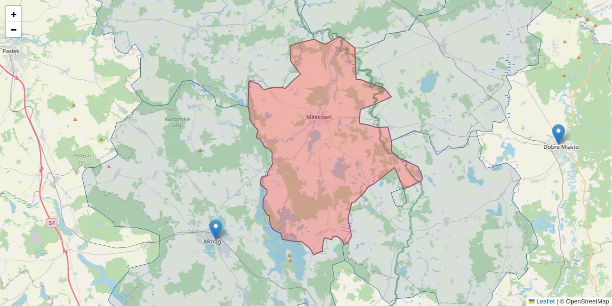 Szczegółowa mapa kodu pocztowego 14-310 z granicami, sąsiednimi kodami pocztowymi i urzędami pocztowymi