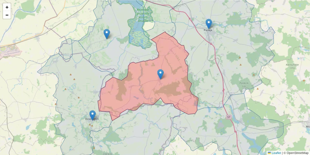 Szczegółowa mapa kodu pocztowego 14-411 z granicami, sąsiednimi kodami pocztowymi i urzędami pocztowymi