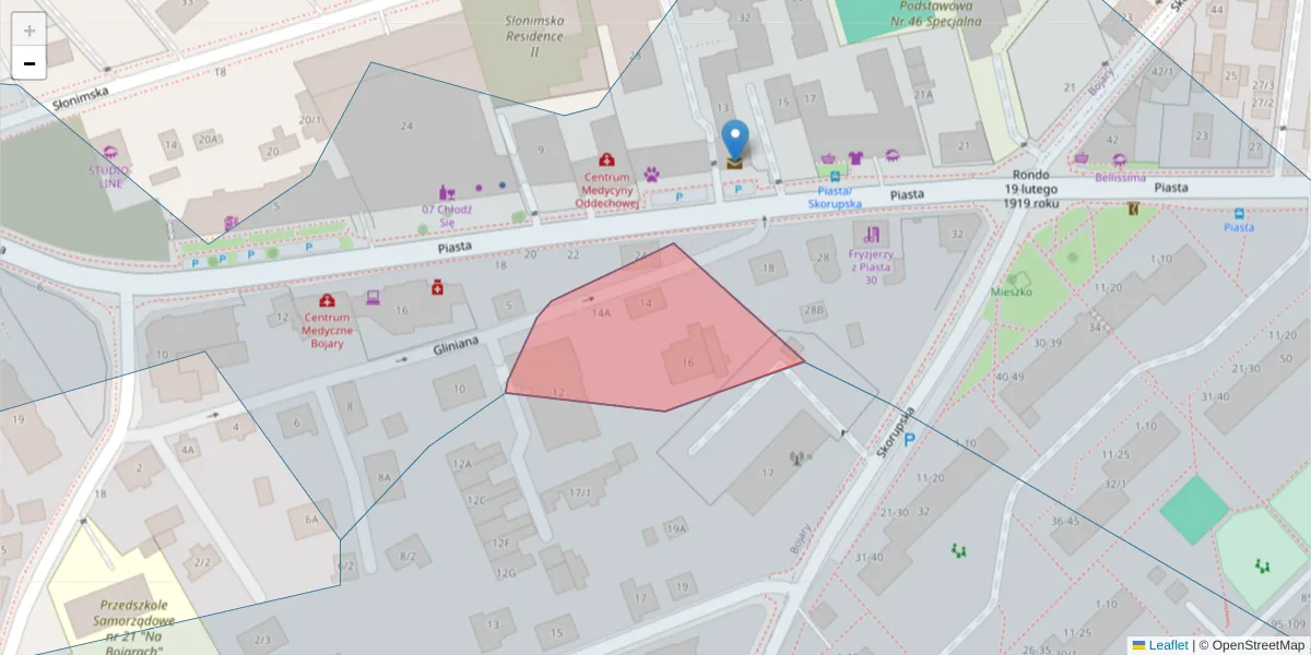 Szczegółowa mapa kodu pocztowego 15-068 z granicami, sąsiednimi kodami pocztowymi i urzędami pocztowymi