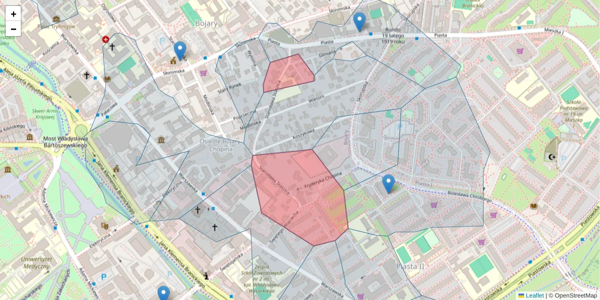 Szczegółowa mapa kodu pocztowego 15-071 z granicami, sąsiednimi kodami pocztowymi i urzędami pocztowymi
