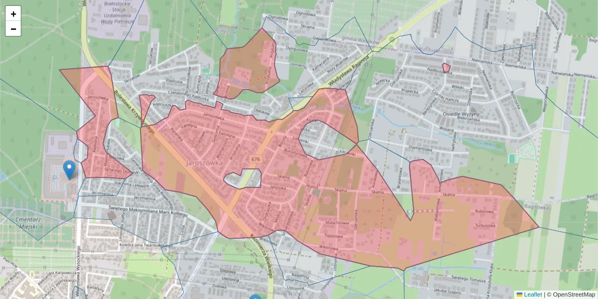 Szczegółowa mapa kodu pocztowego 15-157 z granicami, sąsiednimi kodami pocztowymi i urzędami pocztowymi