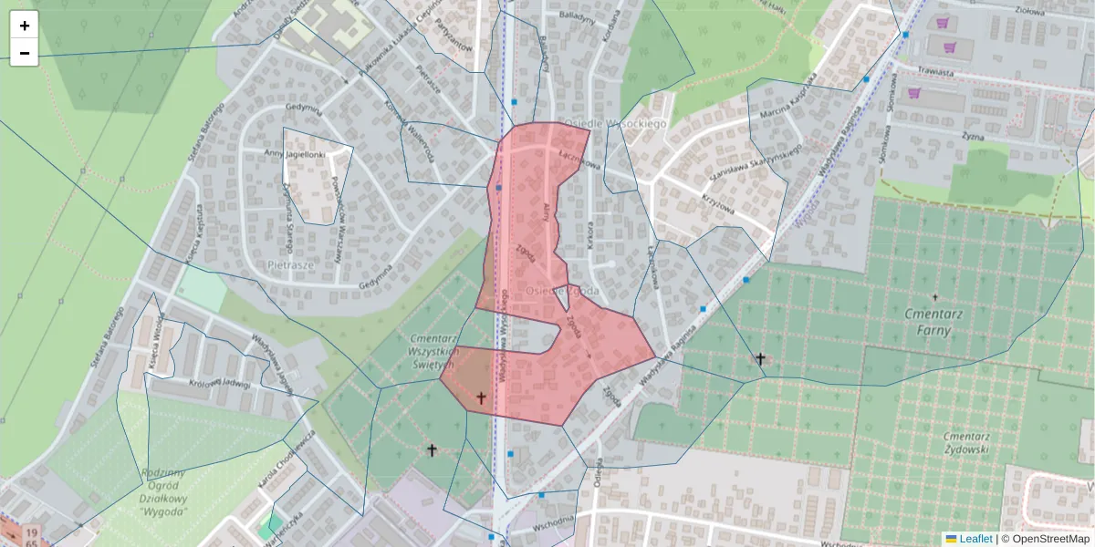 Szczegółowa mapa kodu pocztowego 15-160 z granicami, sąsiednimi kodami pocztowymi i urzędami pocztowymi