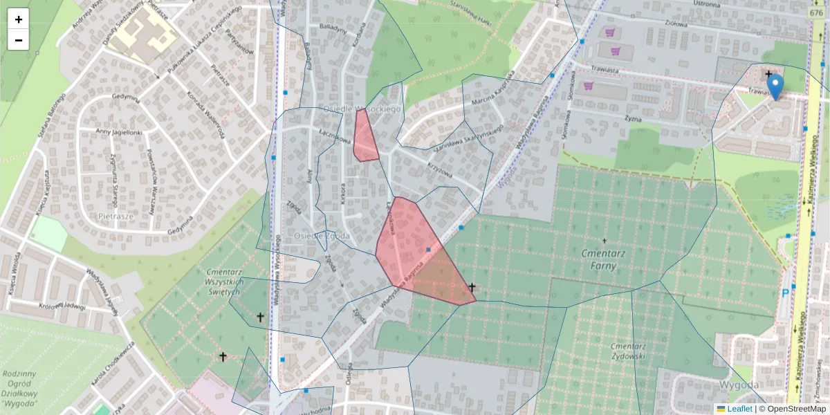 Szczegółowa mapa kodu pocztowego 15-163 z granicami, sąsiednimi kodami pocztowymi i urzędami pocztowymi