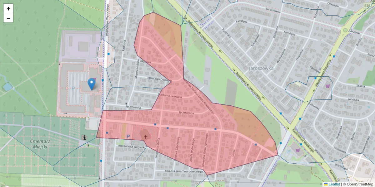 Szczegółowa mapa kodu pocztowego 15-174 z granicami, sąsiednimi kodami pocztowymi i urzędami pocztowymi