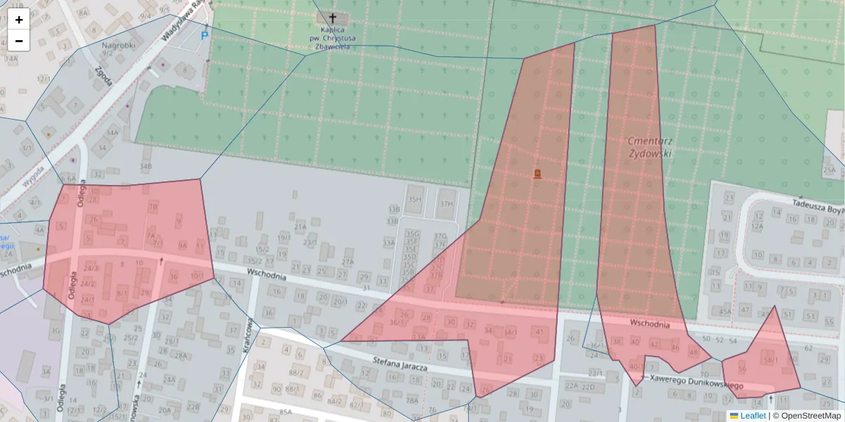Szczegółowa mapa kodu pocztowego 15-184 z granicami, sąsiednimi kodami pocztowymi i urzędami pocztowymi