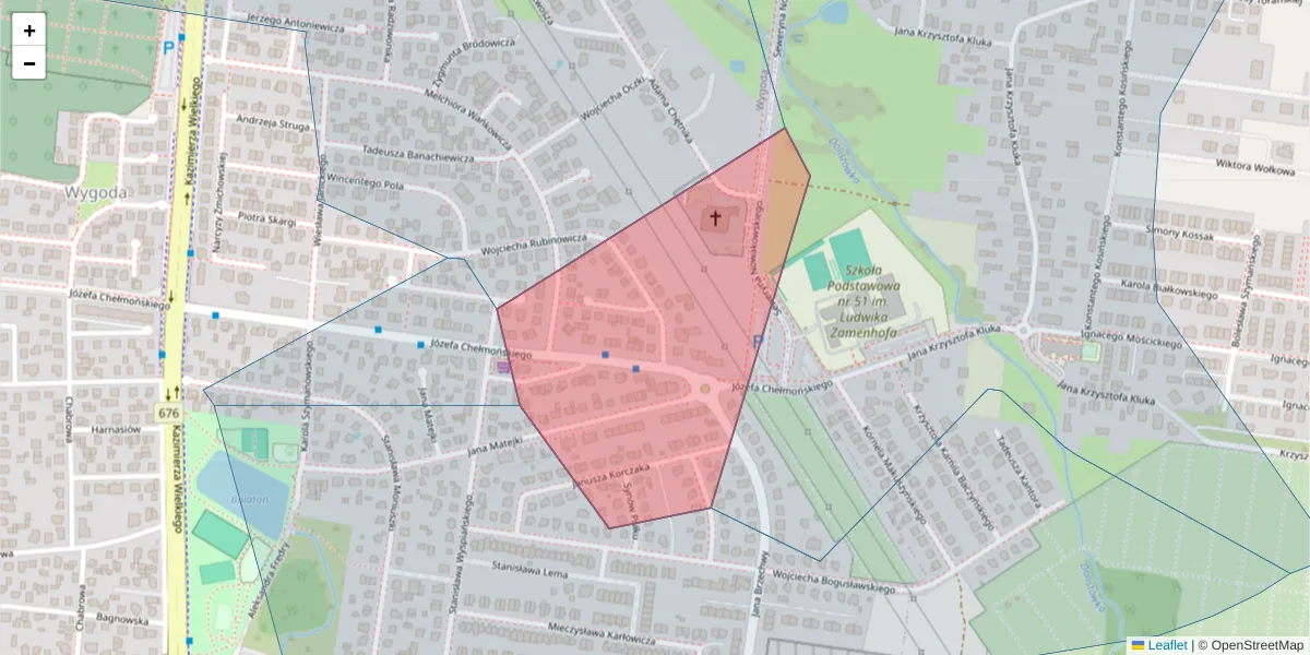 Szczegółowa mapa kodu pocztowego 15-190 z granicami, sąsiednimi kodami pocztowymi i urzędami pocztowymi