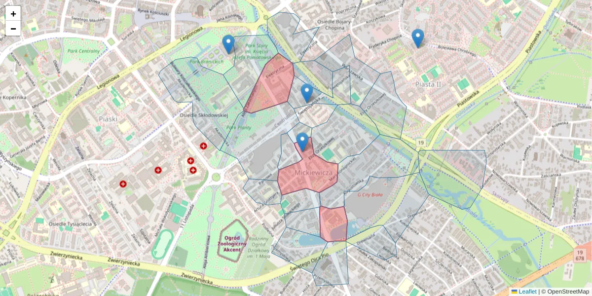 Szczegółowa mapa kodu pocztowego 15-213 z granicami, sąsiednimi kodami pocztowymi i urzędami pocztowymi