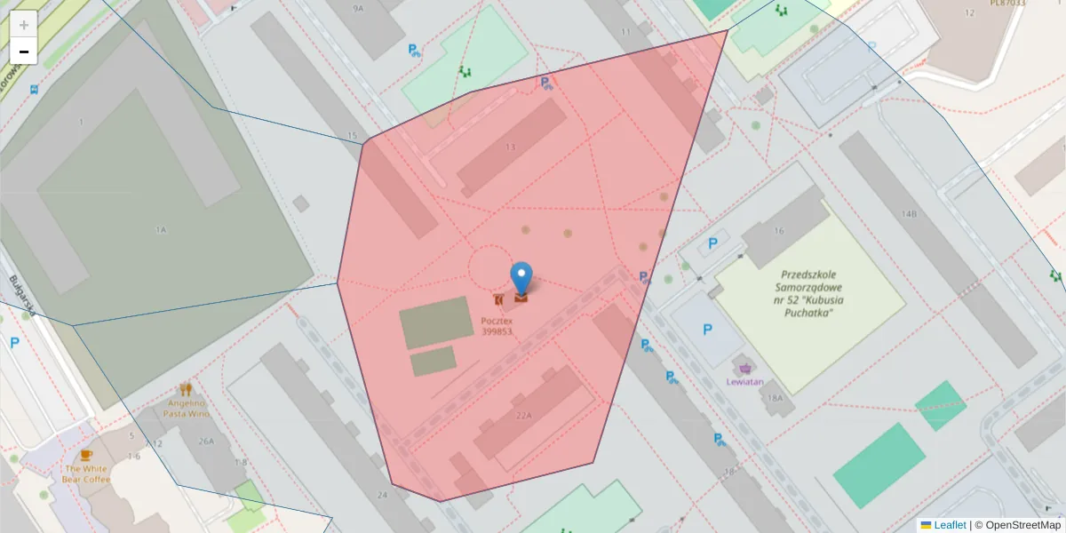 Szczegółowa mapa kodu pocztowego 15-280 z granicami, sąsiednimi kodami pocztowymi i urzędami pocztowymi