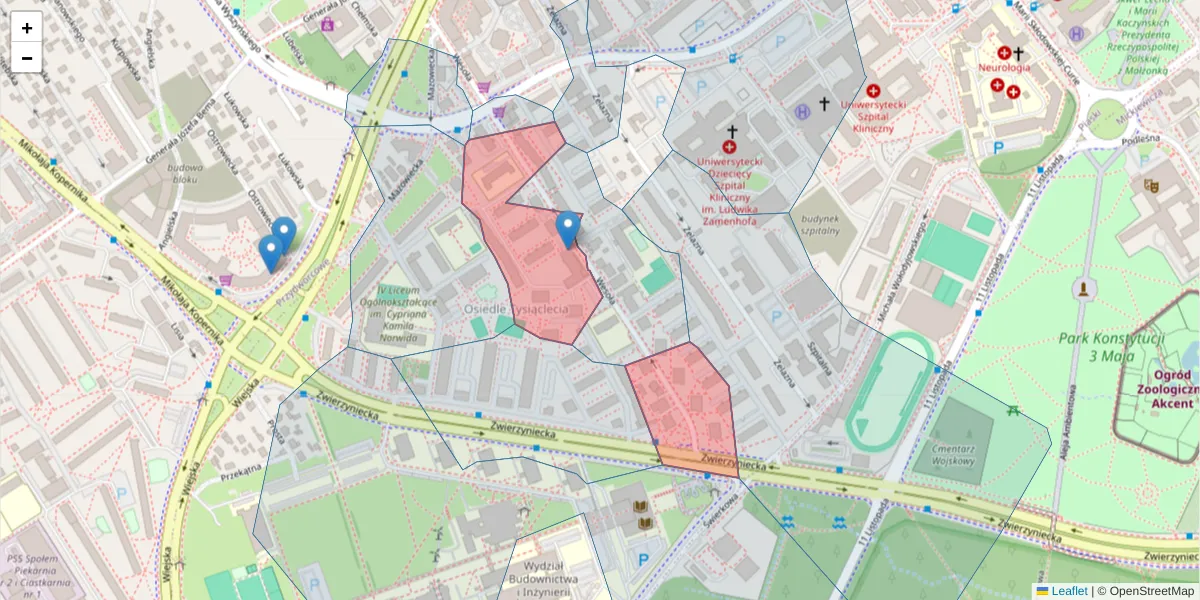 Szczegółowa mapa kodu pocztowego 15-306 z granicami, sąsiednimi kodami pocztowymi i urzędami pocztowymi