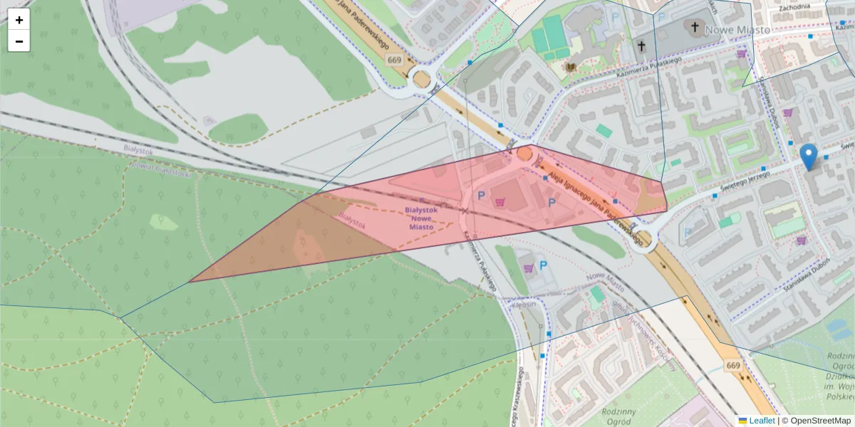 Szczegółowa mapa kodu pocztowego 15-348 z granicami, sąsiednimi kodami pocztowymi i urzędami pocztowymi