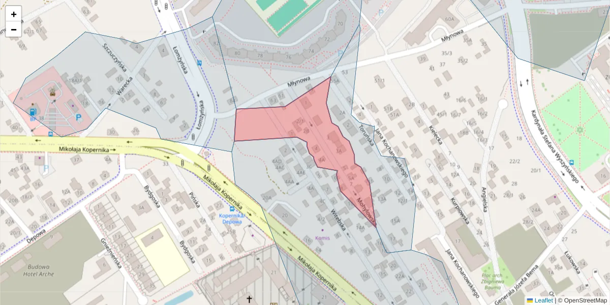 Szczegółowa mapa kodu pocztowego 15-414 z granicami, sąsiednimi kodami pocztowymi i urzędami pocztowymi