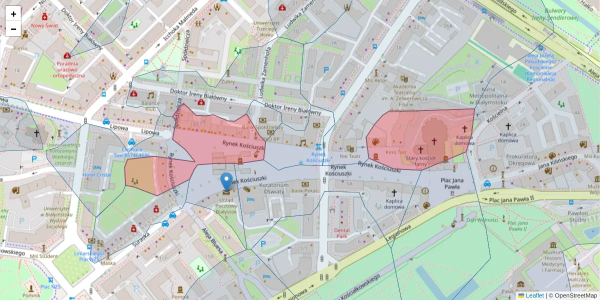 Szczegółowa mapa kodu pocztowego 15-426 z granicami, sąsiednimi kodami pocztowymi i urzędami pocztowymi