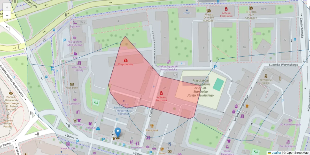 Szczegółowa mapa kodu pocztowego 15-430 z granicami, sąsiednimi kodami pocztowymi i urzędami pocztowymi