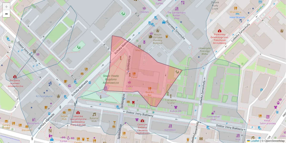 Szczegółowa mapa kodu pocztowego 15-441 z granicami, sąsiednimi kodami pocztowymi i urzędami pocztowymi