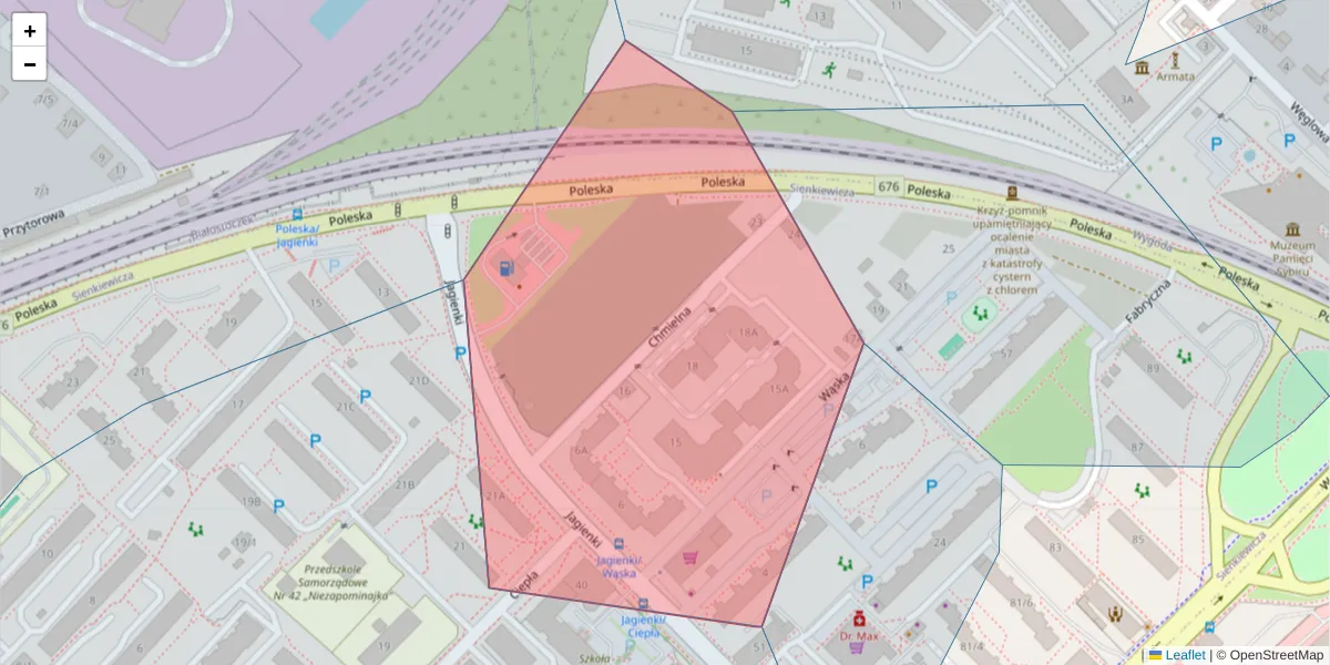 Szczegółowa mapa kodu pocztowego 15-480 z granicami, sąsiednimi kodami pocztowymi i urzędami pocztowymi