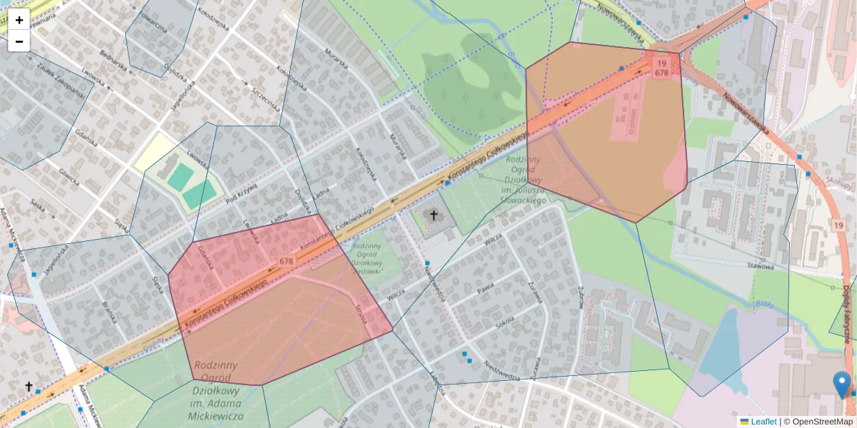 Szczegółowa mapa kodu pocztowego 15-545 z granicami, sąsiednimi kodami pocztowymi i urzędami pocztowymi