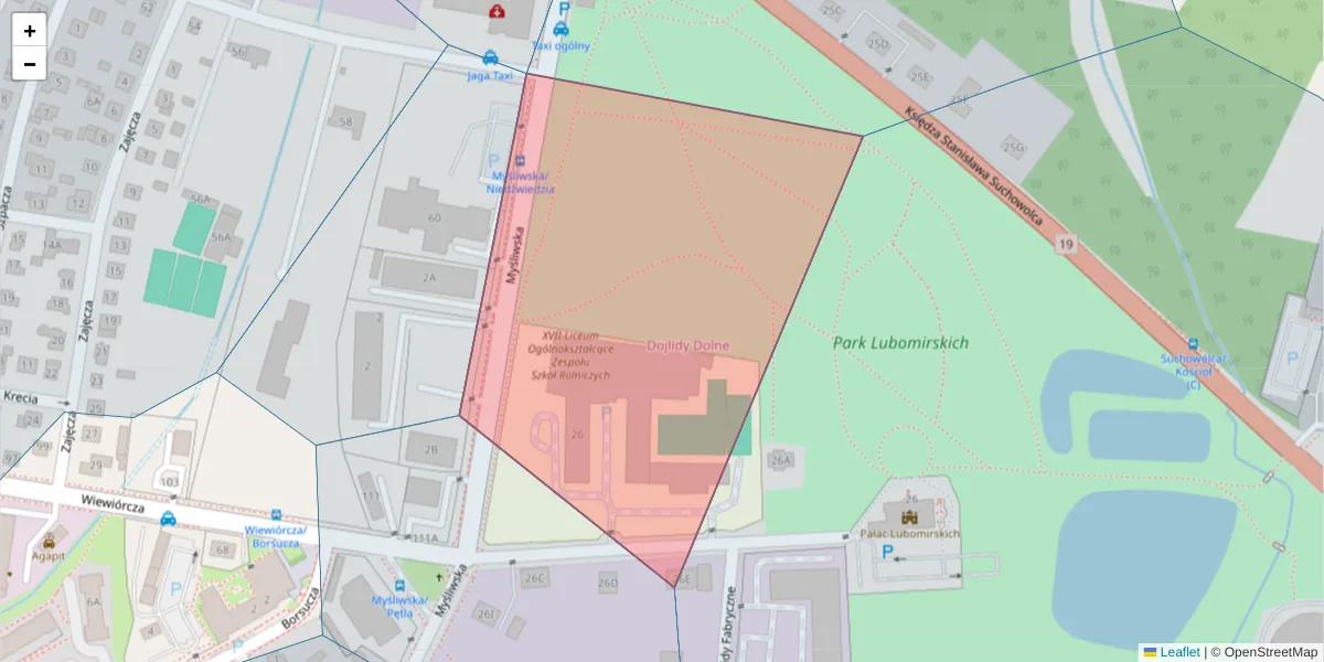 Szczegółowa mapa kodu pocztowego 15-567 z granicami, sąsiednimi kodami pocztowymi i urzędami pocztowymi