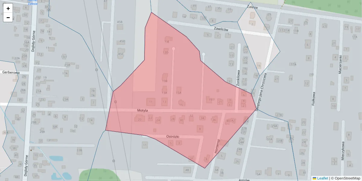 Szczegółowa mapa kodu pocztowego 15-577 z granicami, sąsiednimi kodami pocztowymi i urzędami pocztowymi
