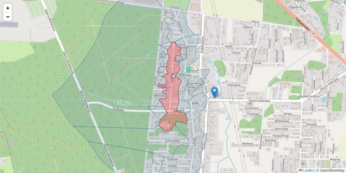 Szczegółowa mapa kodu pocztowego 15-578 z granicami, sąsiednimi kodami pocztowymi i urzędami pocztowymi