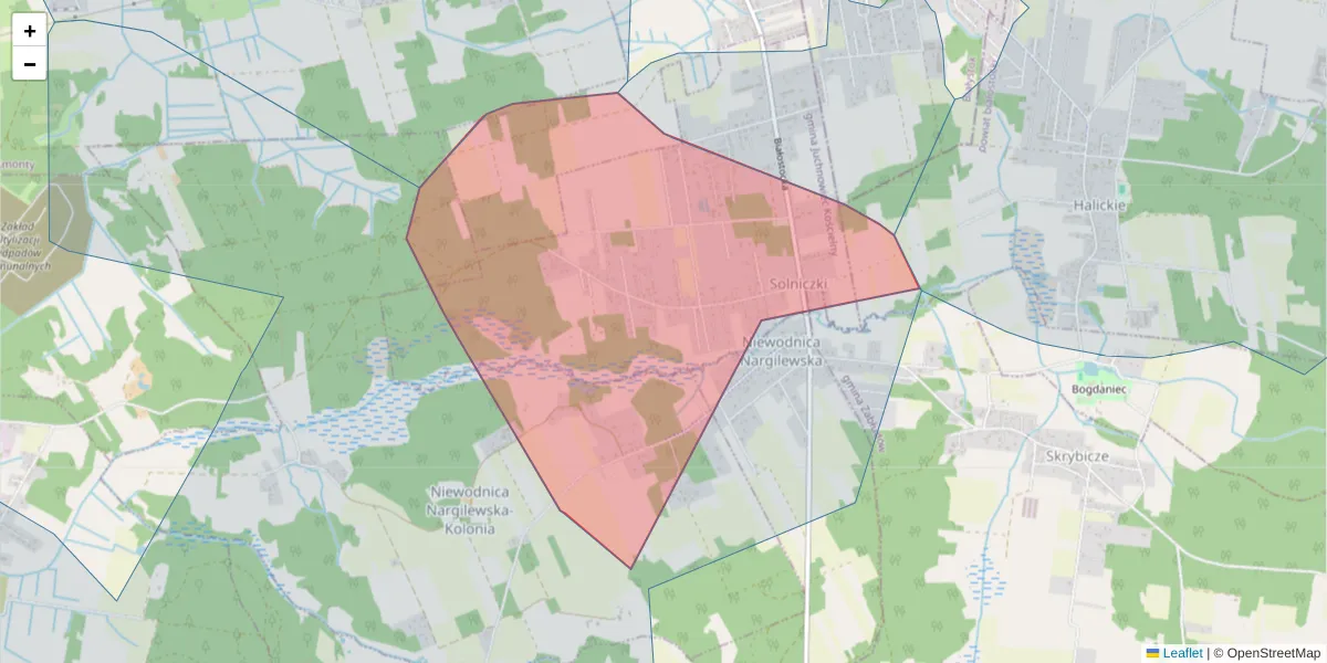 Szczegółowa mapa kodu pocztowego 15-605 z granicami, sąsiednimi kodami pocztowymi i urzędami pocztowymi