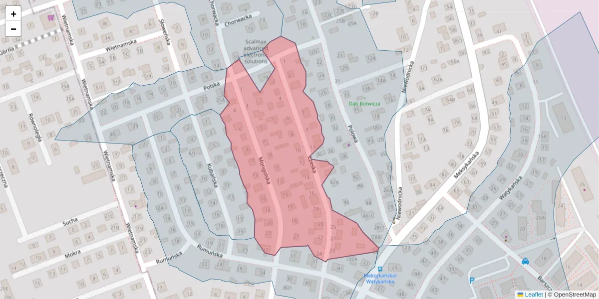 Szczegółowa mapa kodu pocztowego 15-625 z granicami, sąsiednimi kodami pocztowymi i urzędami pocztowymi