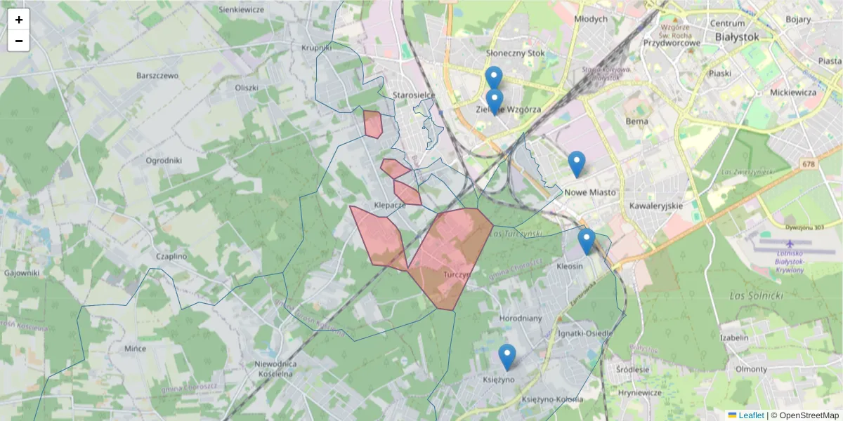 Szczegółowa mapa kodu pocztowego 15-635 z granicami, sąsiednimi kodami pocztowymi i urzędami pocztowymi