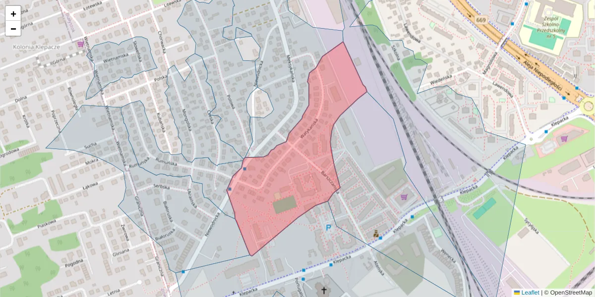 Szczegółowa mapa kodu pocztowego 15-638 z granicami, sąsiednimi kodami pocztowymi i urzędami pocztowymi