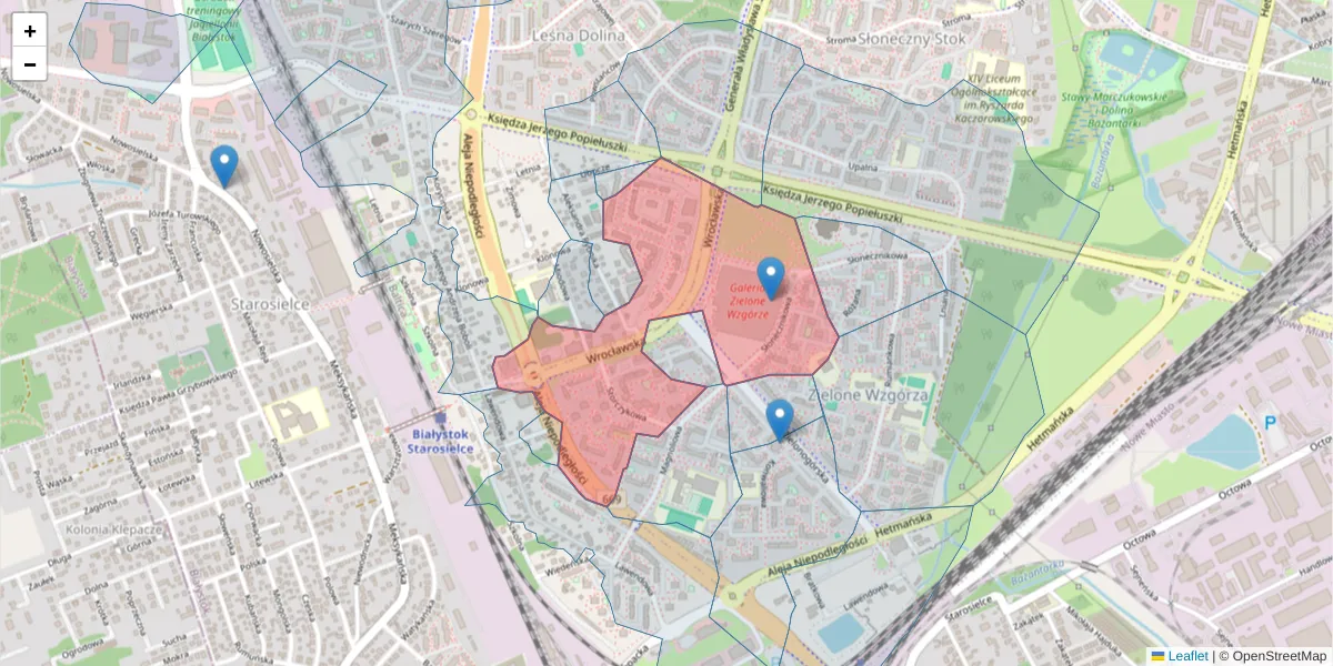 Szczegółowa mapa kodu pocztowego 15-644 z granicami, sąsiednimi kodami pocztowymi i urzędami pocztowymi