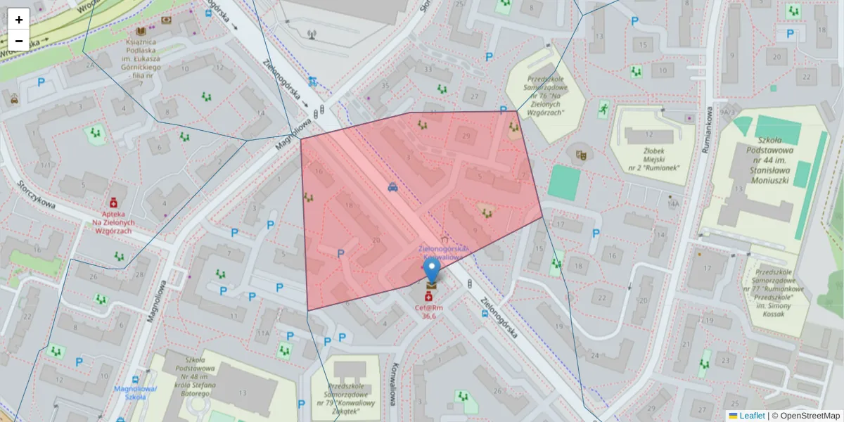 Szczegółowa mapa kodu pocztowego 15-675 z granicami, sąsiednimi kodami pocztowymi i urzędami pocztowymi