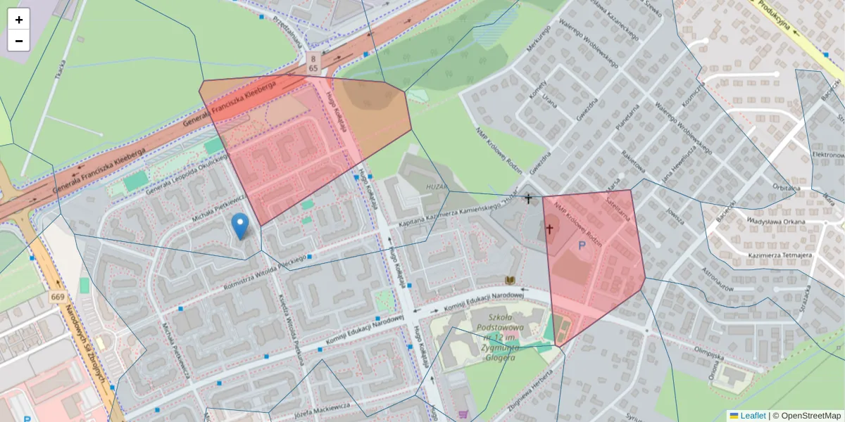 Szczegółowa mapa kodu pocztowego 15-682 z granicami, sąsiednimi kodami pocztowymi i urzędami pocztowymi