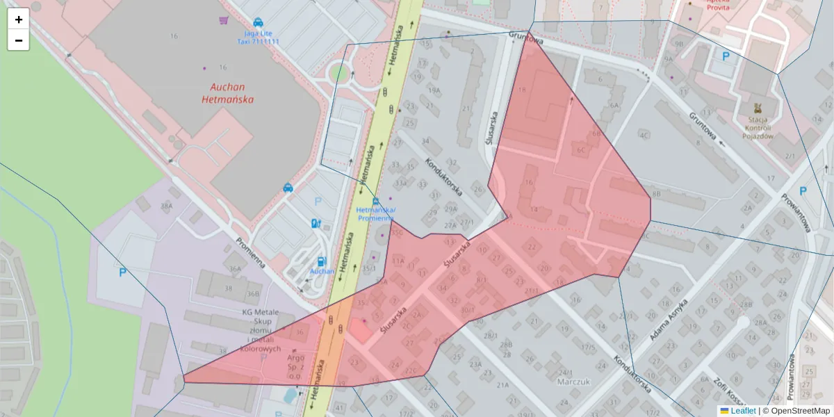 Szczegółowa mapa kodu pocztowego 15-714 z granicami, sąsiednimi kodami pocztowymi i urzędami pocztowymi