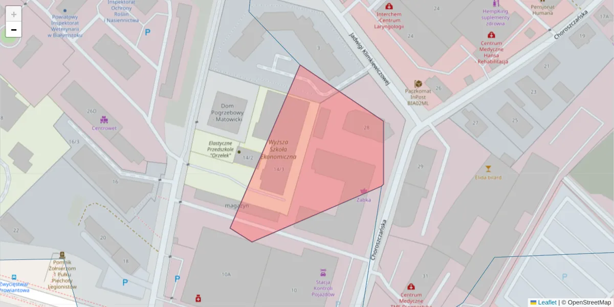 Szczegółowa mapa kodu pocztowego 15-751 z granicami, sąsiednimi kodami pocztowymi i urzędami pocztowymi