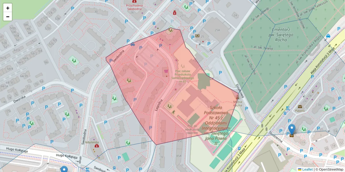 Szczegółowa mapa kodu pocztowego 15-757 z granicami, sąsiednimi kodami pocztowymi i urzędami pocztowymi