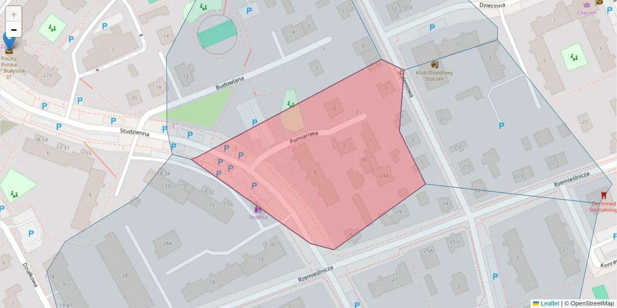 Szczegółowa mapa kodu pocztowego 15-784 z granicami, sąsiednimi kodami pocztowymi i urzędami pocztowymi
