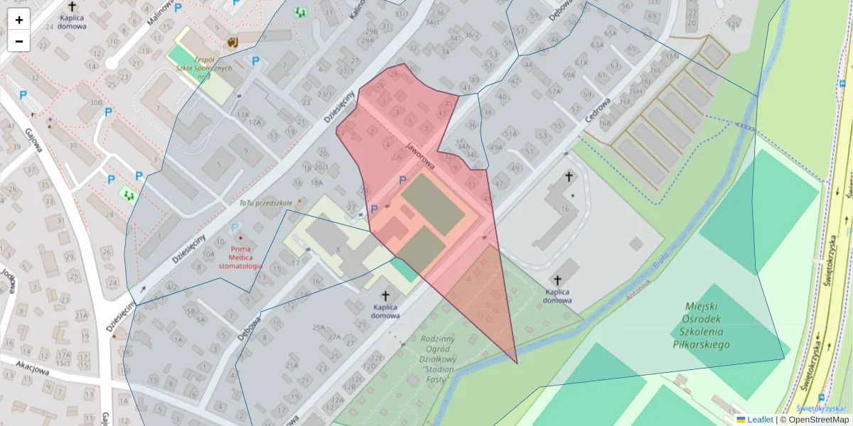 Szczegółowa mapa kodu pocztowego 15-808 z granicami, sąsiednimi kodami pocztowymi i urzędami pocztowymi