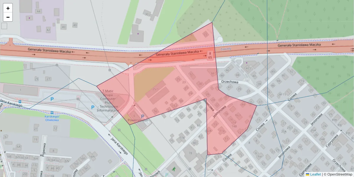 Szczegółowa mapa kodu pocztowego 15-810 z granicami, sąsiednimi kodami pocztowymi i urzędami pocztowymi