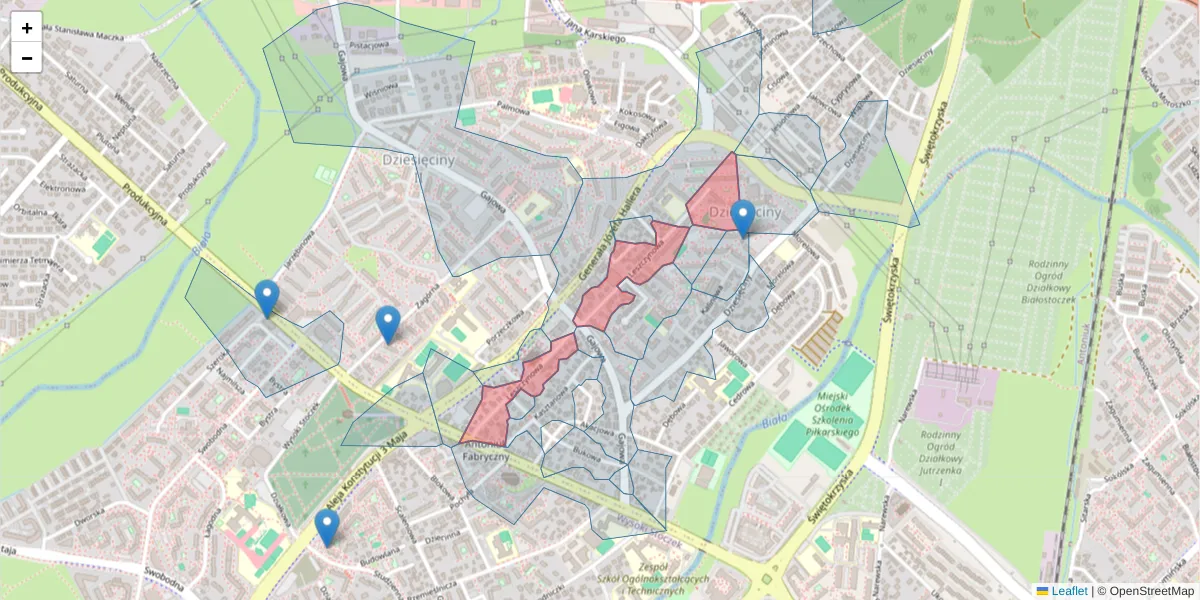 Szczegółowa mapa kodu pocztowego 15-811 z granicami, sąsiednimi kodami pocztowymi i urzędami pocztowymi