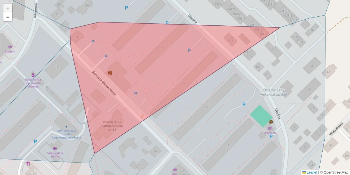 Szczegółowa mapa kodu pocztowego 15-839 z granicami, sąsiednimi kodami pocztowymi i urzędami pocztowymi