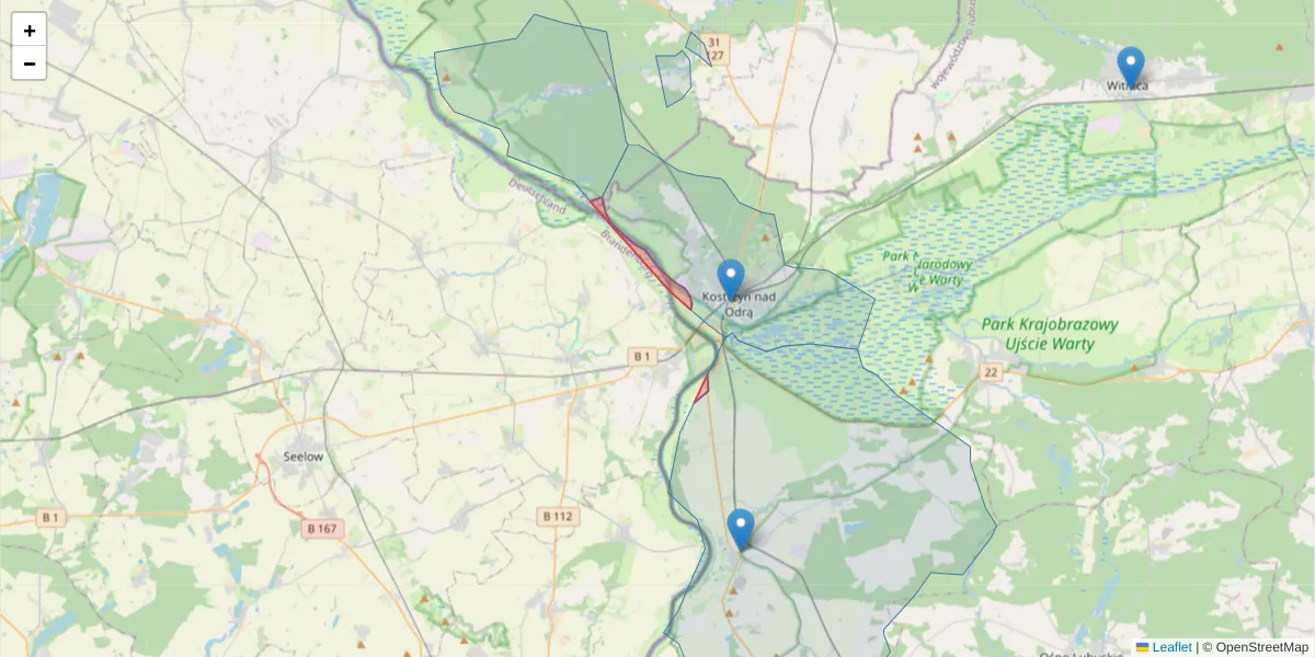 Szczegółowa mapa kodu pocztowego 15328 z granicami, sąsiednimi kodami pocztowymi i urzędami pocztowymi