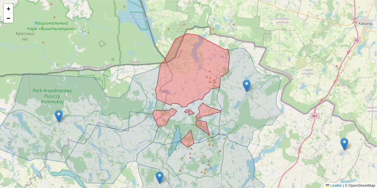 Szczegółowa mapa kodu pocztowego 16-407 z granicami, sąsiednimi kodami pocztowymi i urzędami pocztowymi